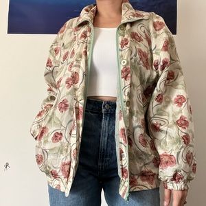 Vintage floral silk bomber jacket size medium